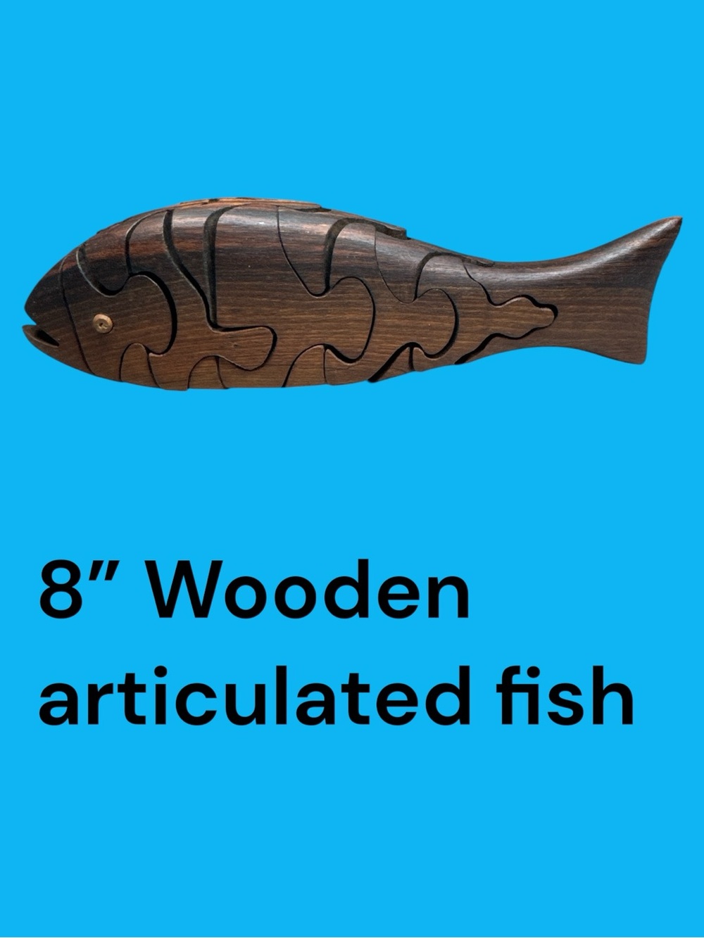 Wooden Articulated Fish - Dark Brown